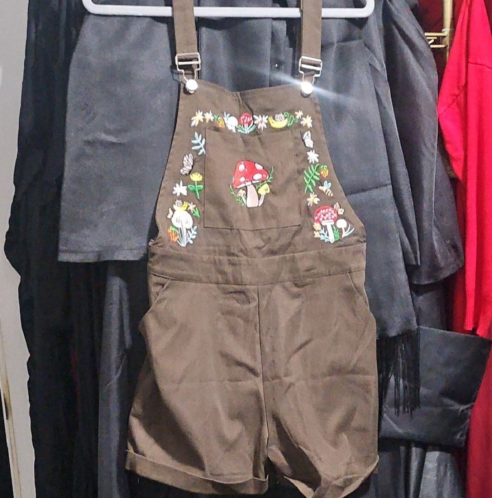 ROMWE Brown Floral Embroidered Jumpsuit